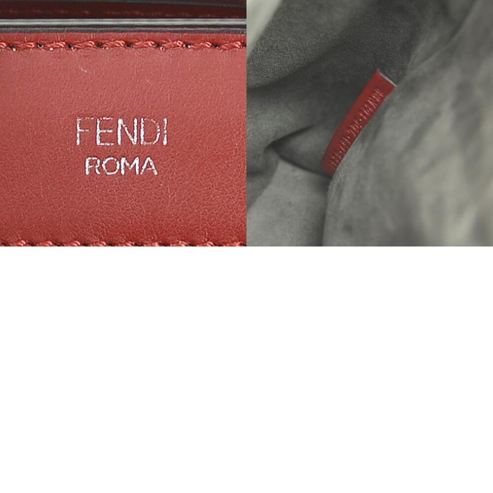 Fendi Shoulder Bag Com Leather Red Silver View 5